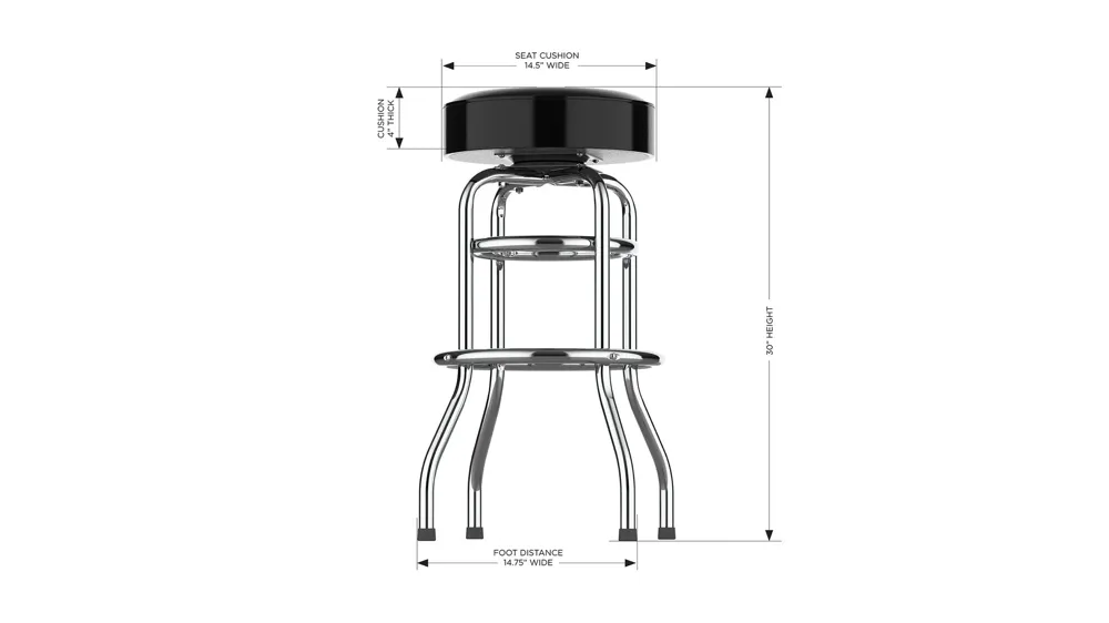 NFL Backless Swivel Bar Stool Dimensions