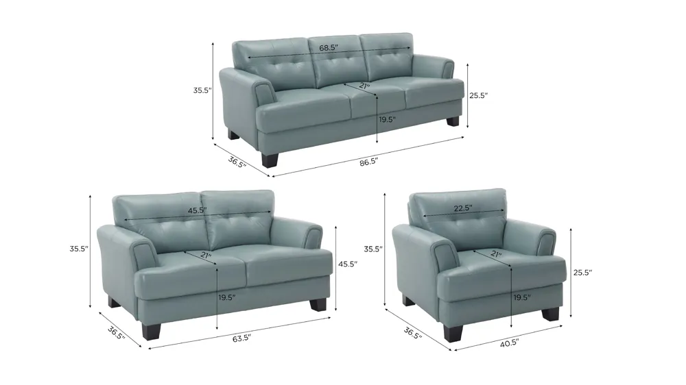 Diego Living Room Set Dimensions