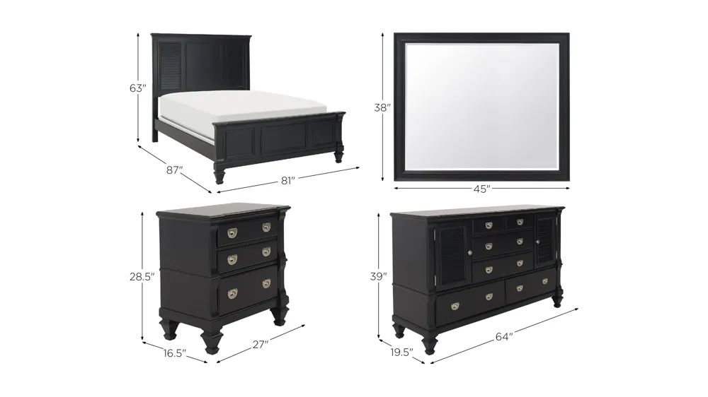 Asher 4-pc. Panel Bedroom Set Dimensions