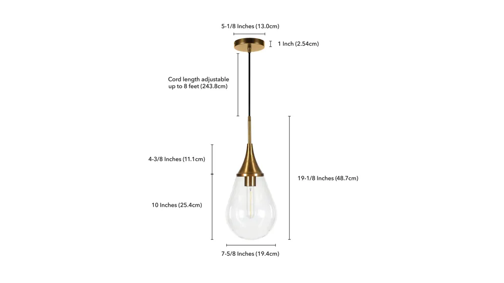 Deepa Clear Glass Pendant Dimensions