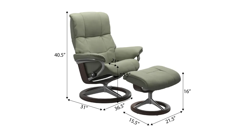 Mayfair Large Signature Chair w/ Ottoman Dimensions