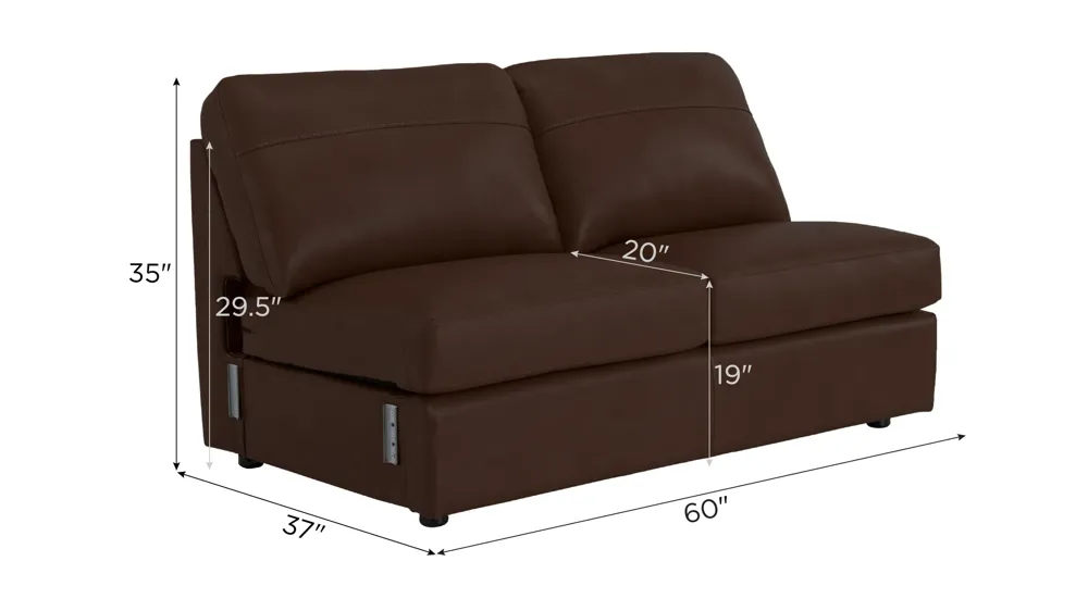 Harley Leather Armless Loveseat Dimensions