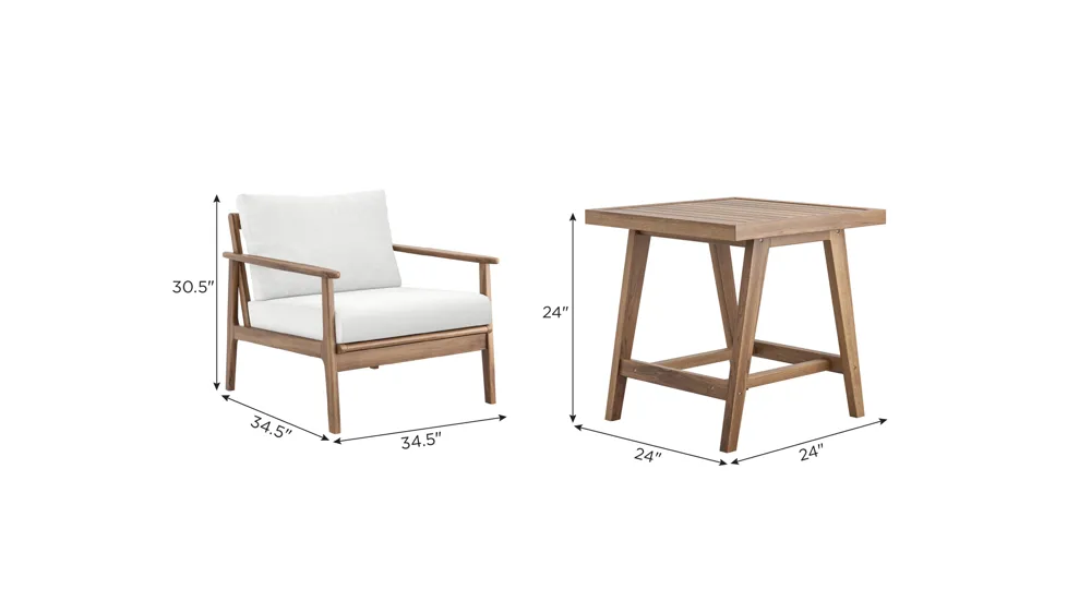 Ashton 3-pc. Outdoor Patio Set Dimensions
