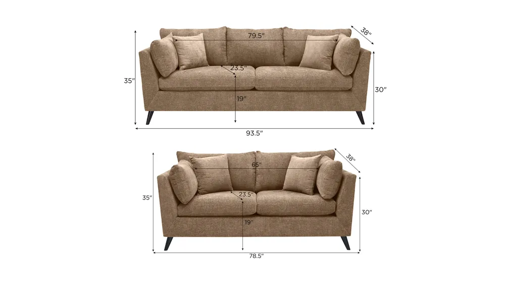 Caruso Living Room Set Dimensions