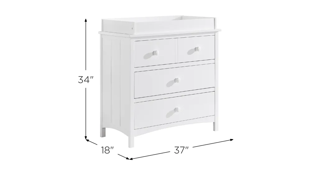 Oxford Baby Universal 3-Drawer Dresser & Changing Topper Dimensions