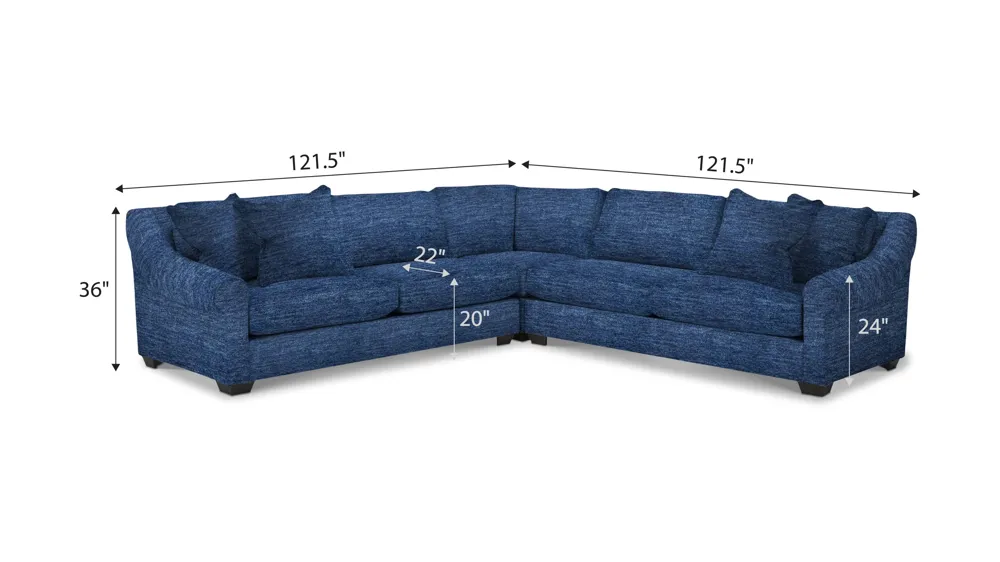 Thatcher 3-pc. Sectional Dimensions