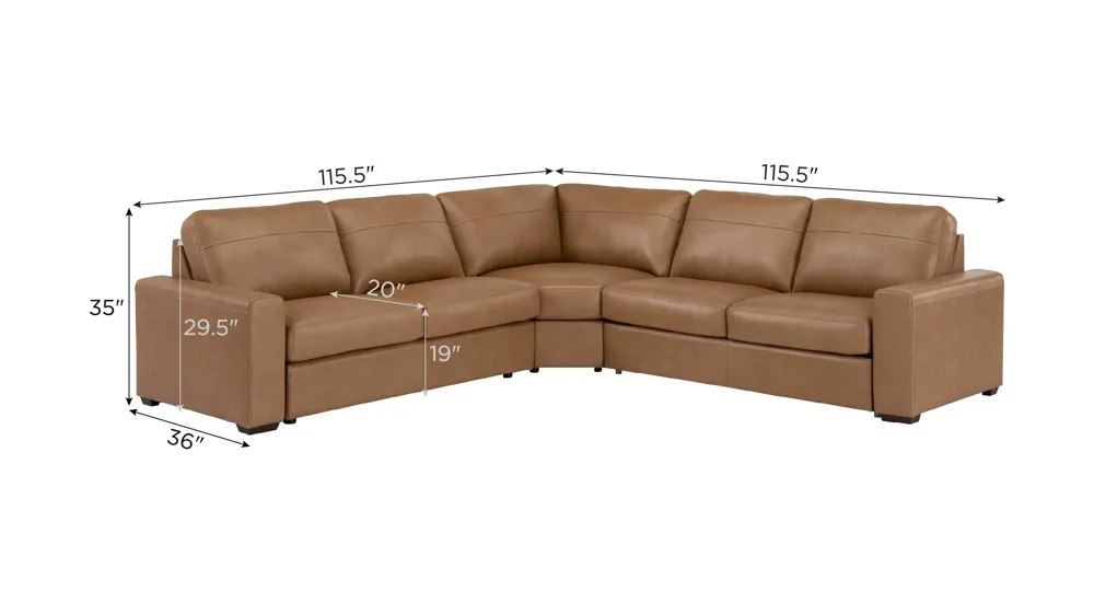 Harley 4-pc. Leather Sectional Dimensions