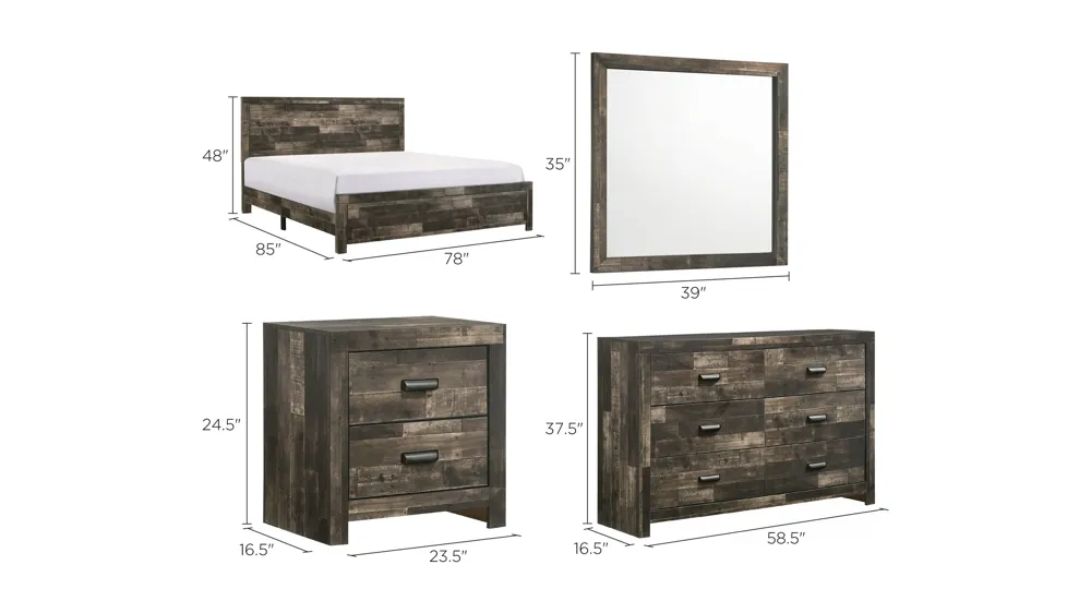 Tallulah 4-pc. Bedroom Set Dimensions
