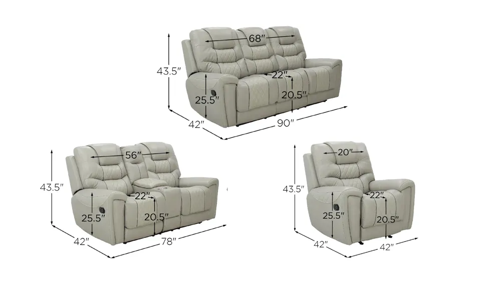 Corrigan Living Room Set Dimensions