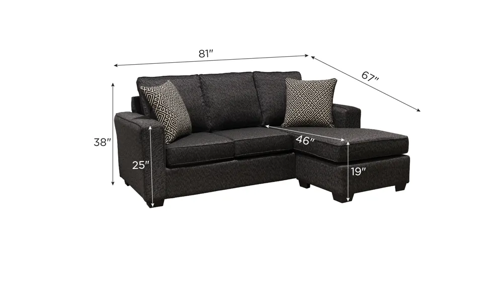 Farron Chenille Reversible Sofa Chaise Dimensions