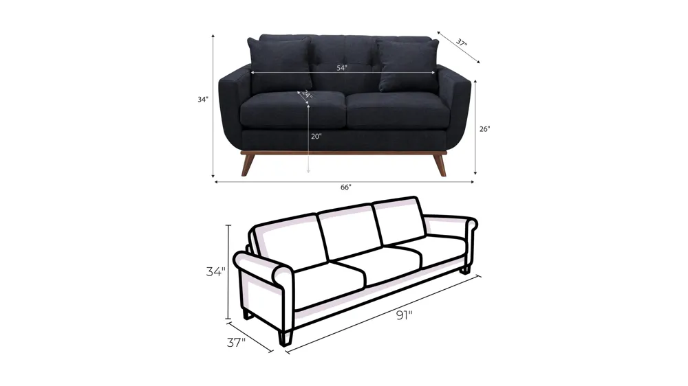 Milo Living Room Set Dimensions