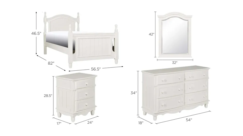 Willow Point 4-pc. Bedroom Set Dimensions