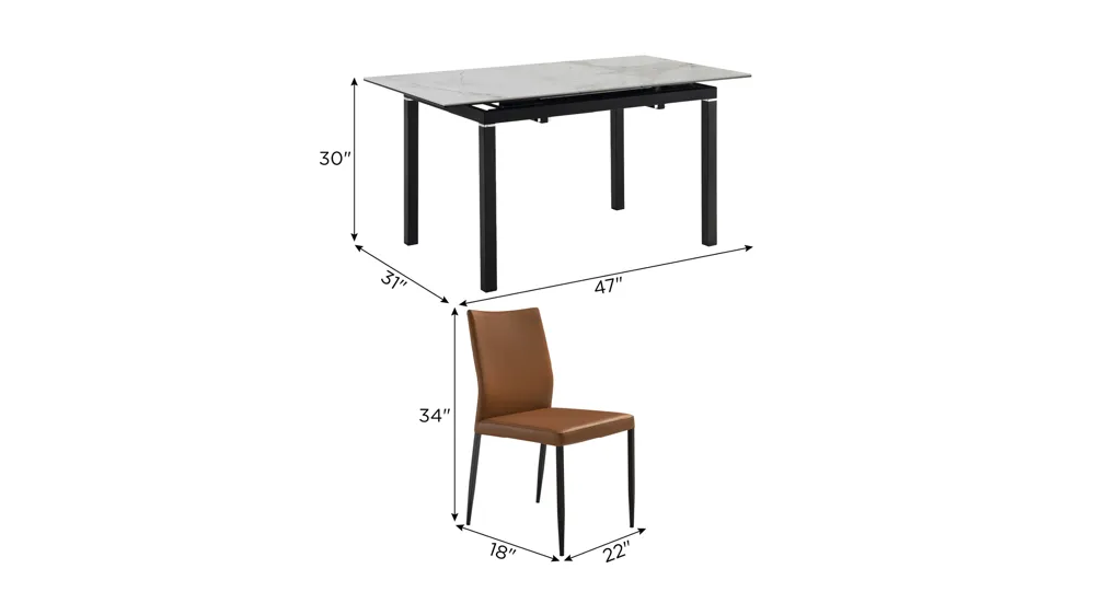 Giana 5-pc. Dining Set Dimensions