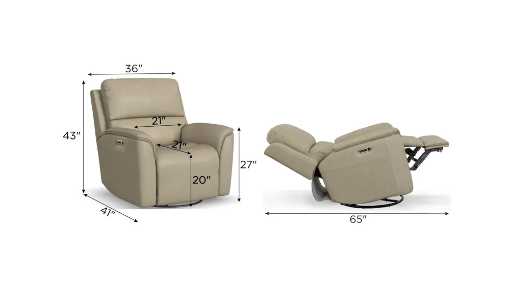 Henrick Triple Power Leather Swivel Glider Recliner Dimensions