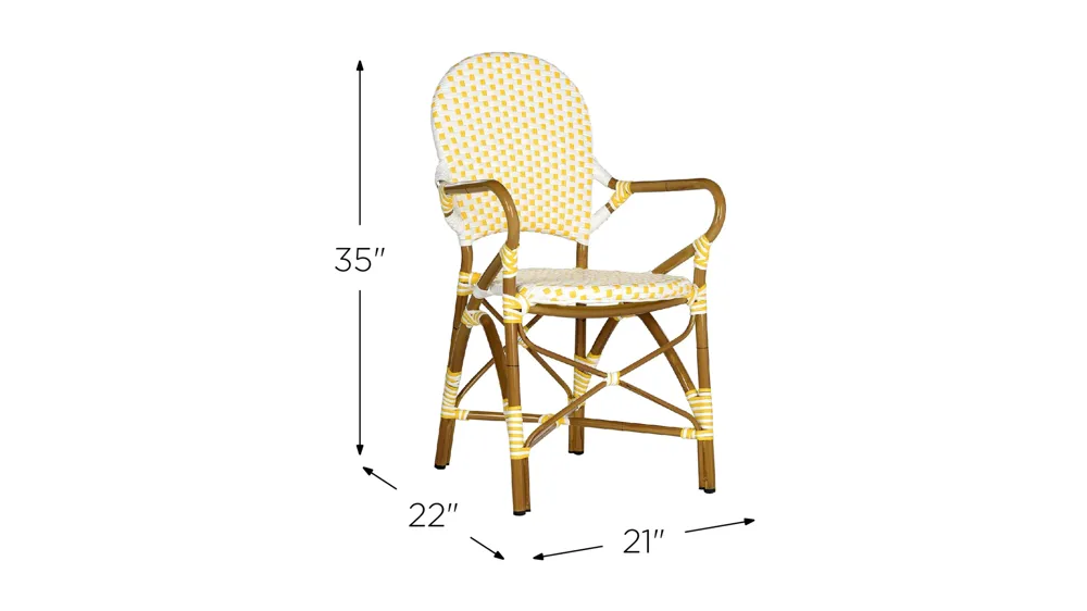 Dario Outdoor Stacking Arm Chair -Set of 2 Dimensions