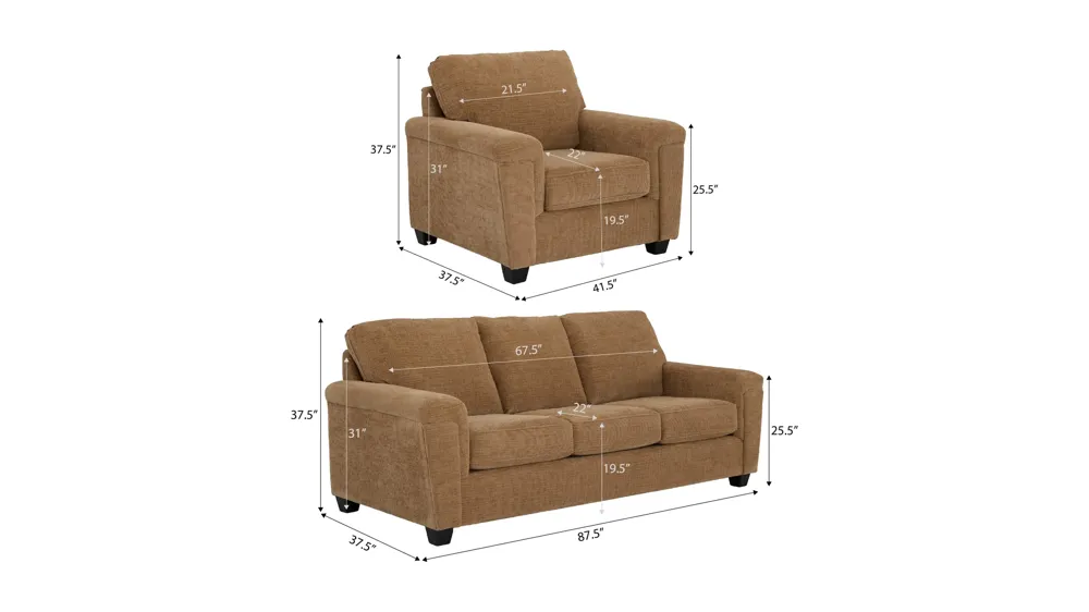 Elora Living Room Set Dimensions