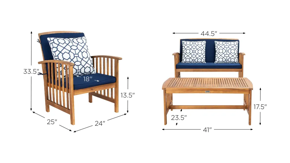 Barrow 4-pc. Patio Set Dimensions
