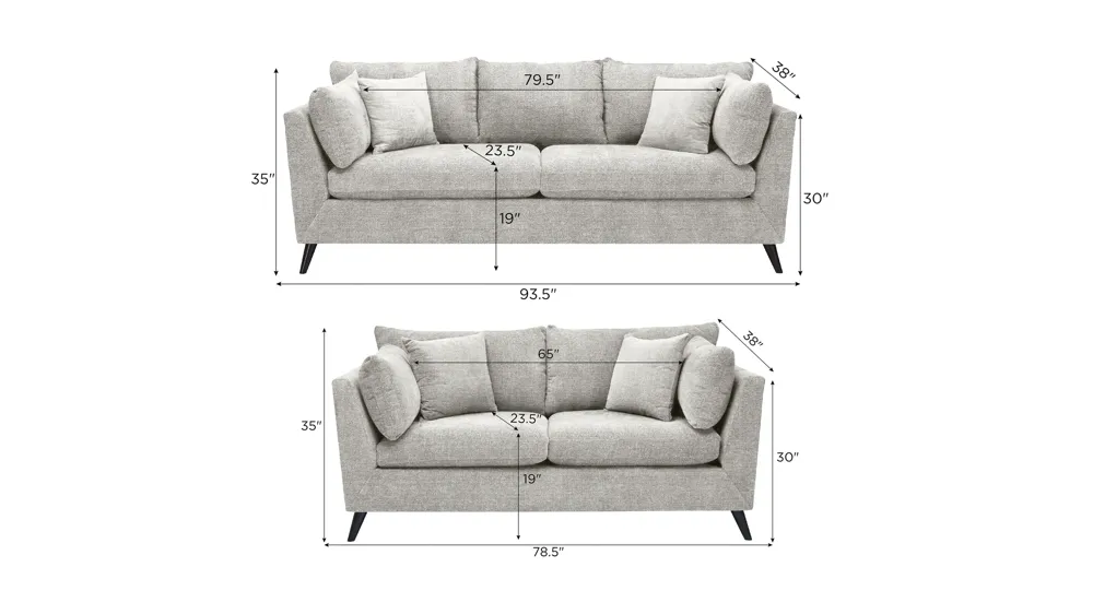 Caruso Living Room Set Dimensions