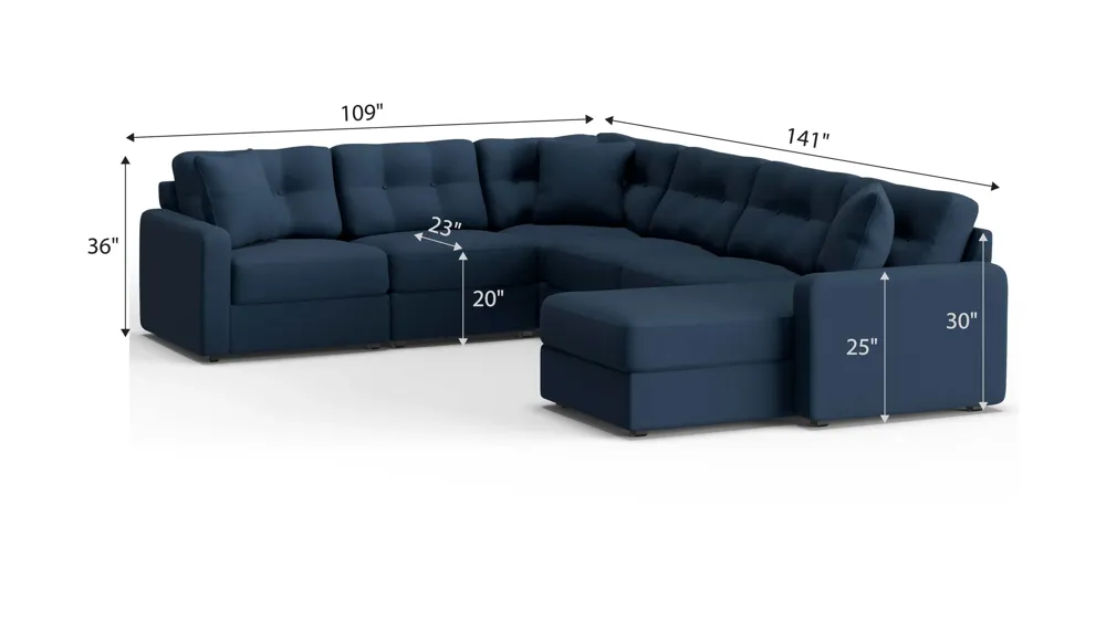 ModularOne 6-pc. Sectional Dimensions