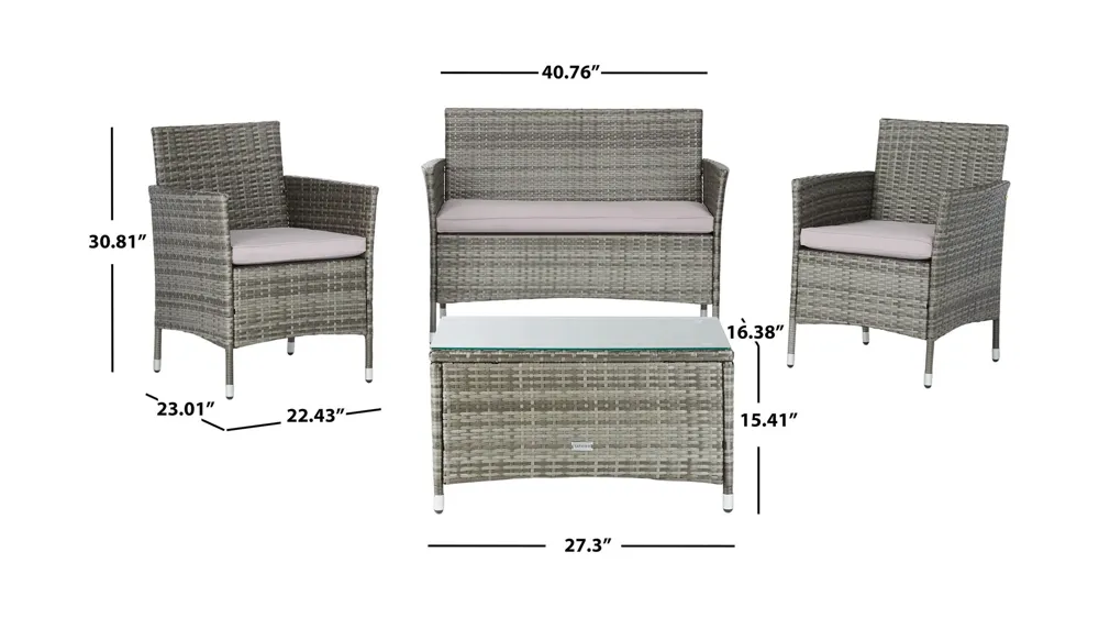 Chapman 4-pc. Patio Set Dimensions