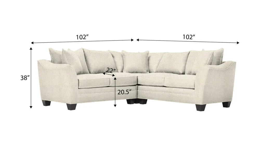 Foresthill 3-pc. Symmetrical Loveseat Sectional Sofa Dimensions