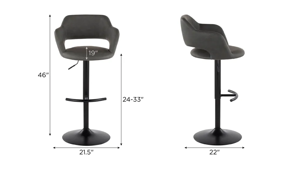 Margarite Adjustable Barstool - Set of 2 Dimensions