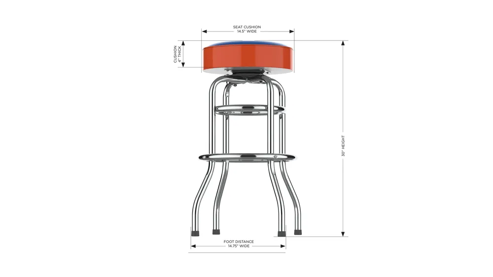 NCAA Backless Swivel Bar Stool Dimensions