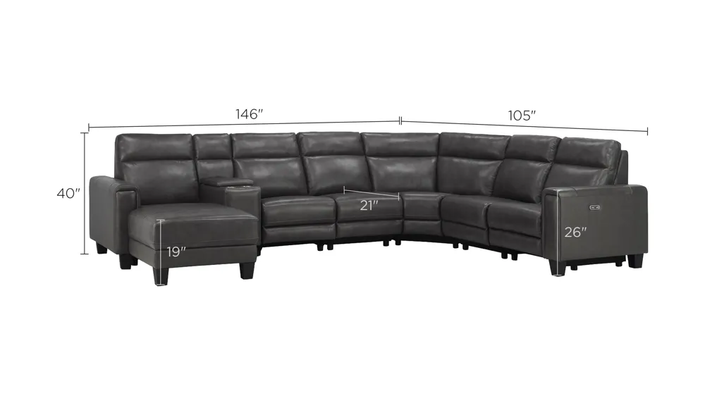 Ace 7-pc. Power Sectional Dimensions