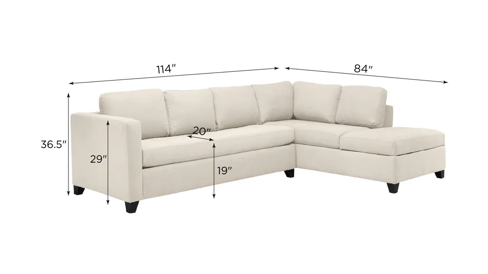 Dexter 2-pc. Sofa Chaise w/Queen Sleeper Dimensions