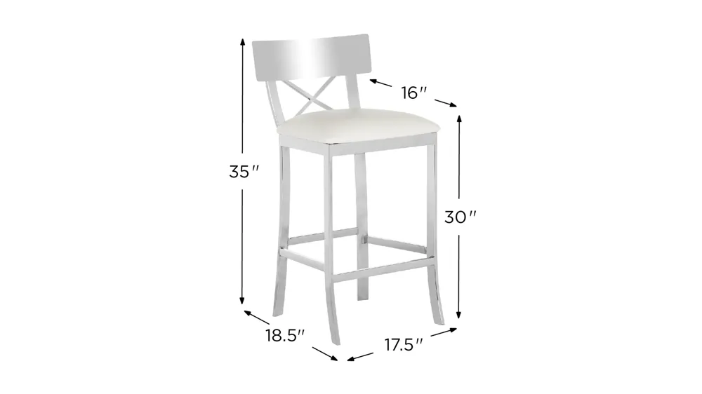 Denis Cross-Back Counter Stool Dimensions