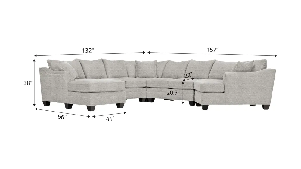 Foresthill 5-pc. Left Hand Facing Sectional Sofa Dimensions
