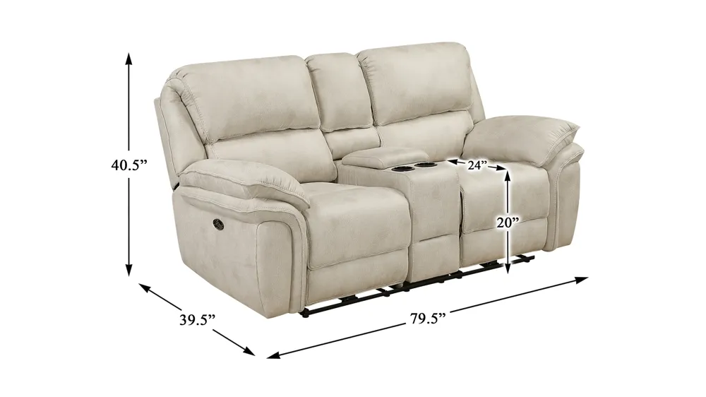 Cassiopeia Power Double Reclining Loveseat with Center Console Dimensions