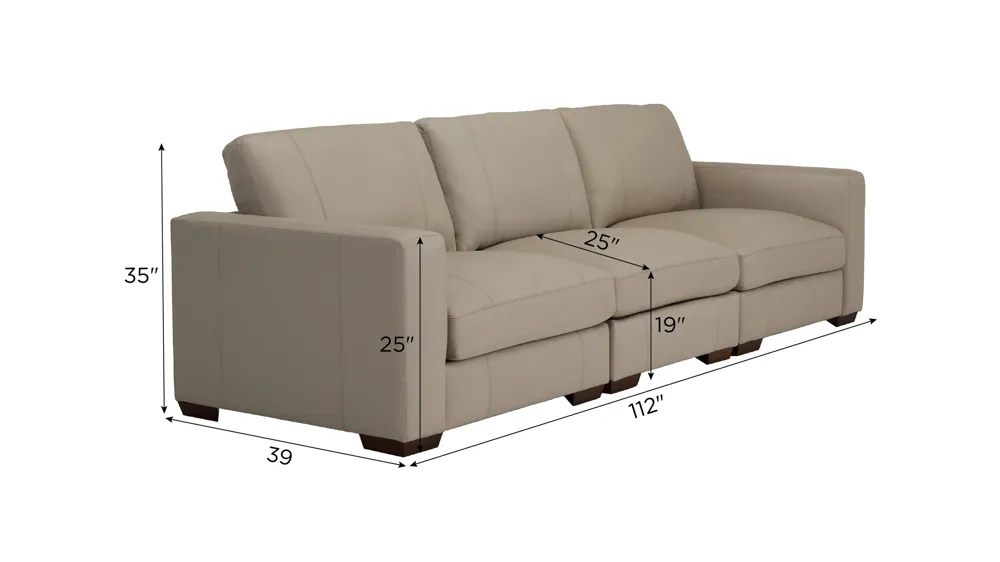 Oaklynn Leather 3-pc. Sectional Dimensions