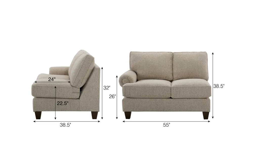 Crestwood Left Arm Facing Loveseat Dimensions