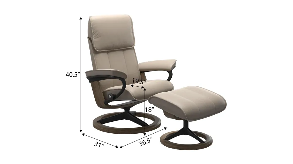 Admiral Large Signature Chair & Ottoman Dimensions