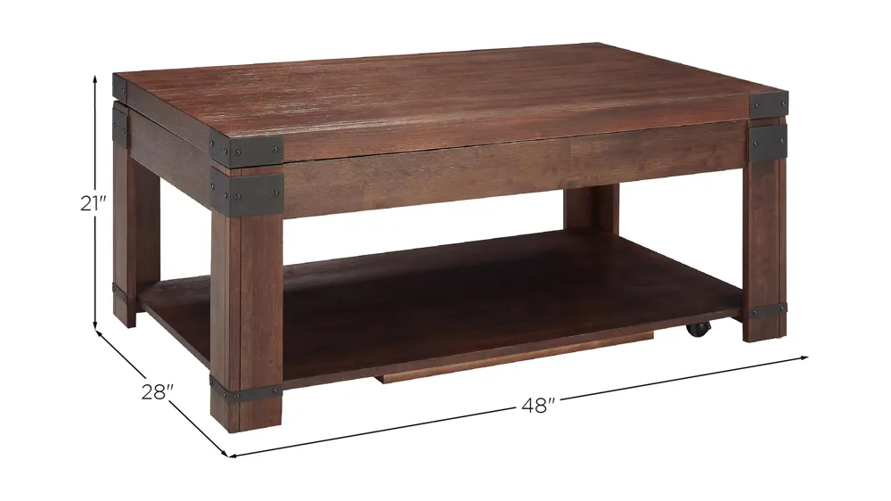 Bentzen Lift-Top Cocktail Table Dimensions