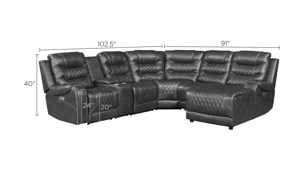 Greenway 6-pc. Modular Power Reclining Sectional Sofa W/ Chaise Dimensions