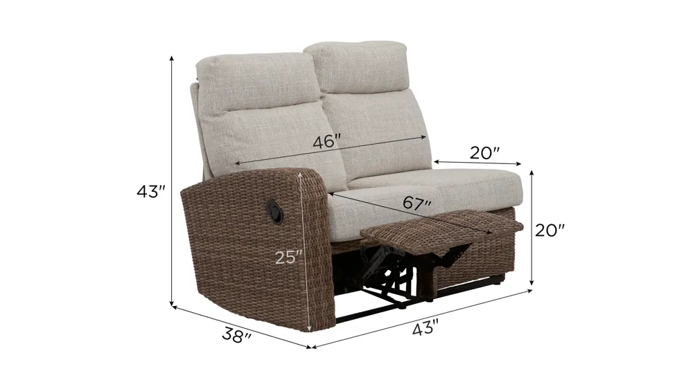 Takumi LAF Motion Loveseat Dimensions