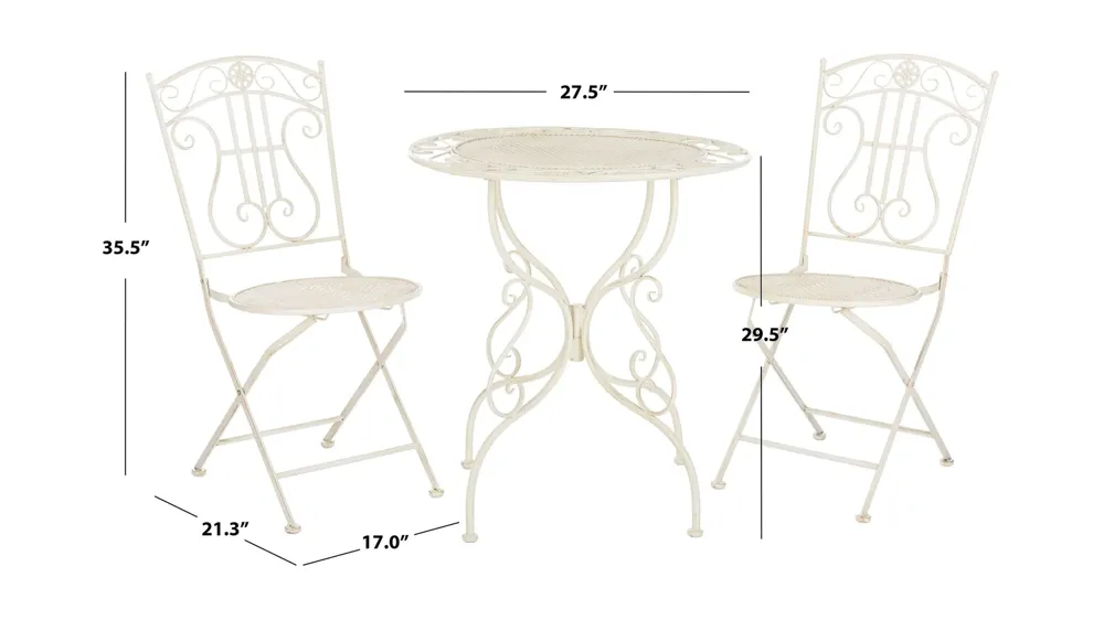 Zinnia 3-pc. Outdoor Dining Set Dimensions
