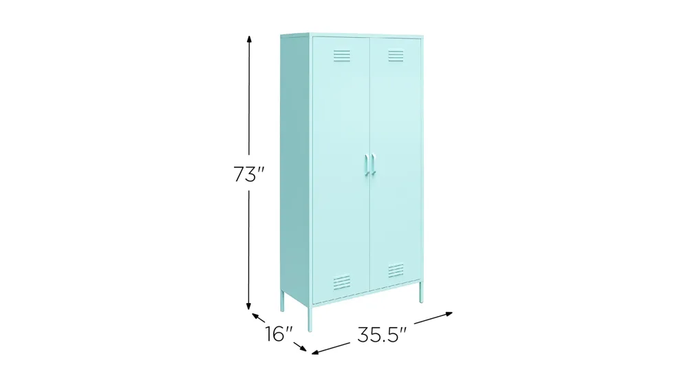 Novogratz Cache Tall Two Door Metal Locker Cabinet Dimensions