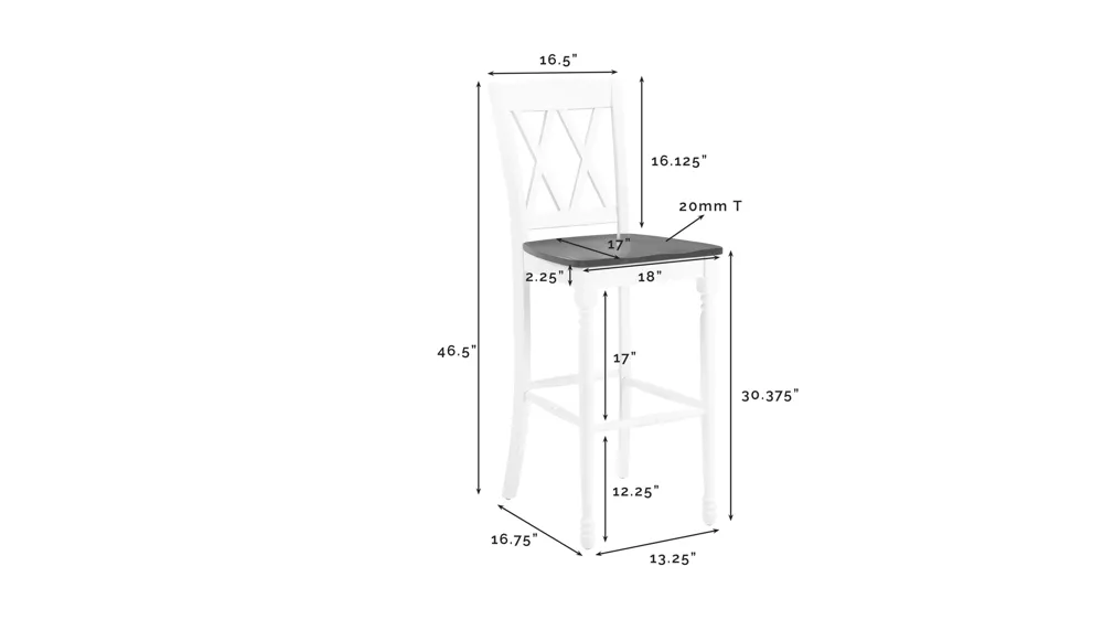 Shelby Bar Stool - Set of 2 Dimensions