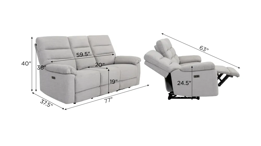 Bennington Power Sofa Dimensions