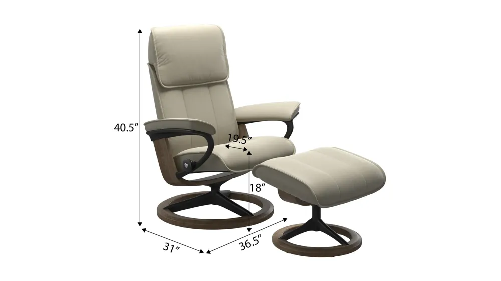 Admiral Large Signature Chair & Ottoman Dimensions