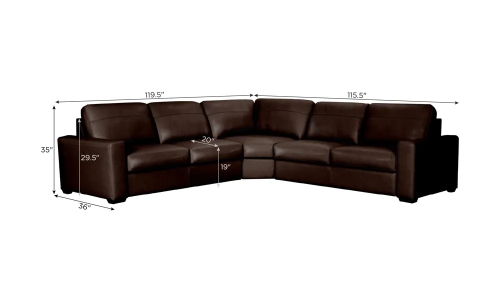 Harley 4-pc. Leather Sectional Dimensions