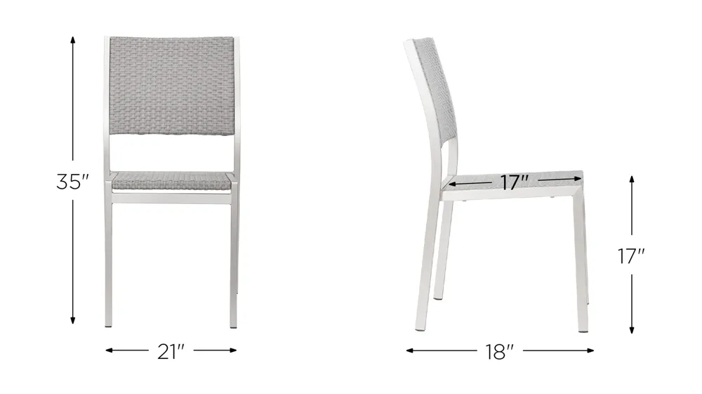 Marlin Outdoor Armless Chair - Set of 2 Dimensions