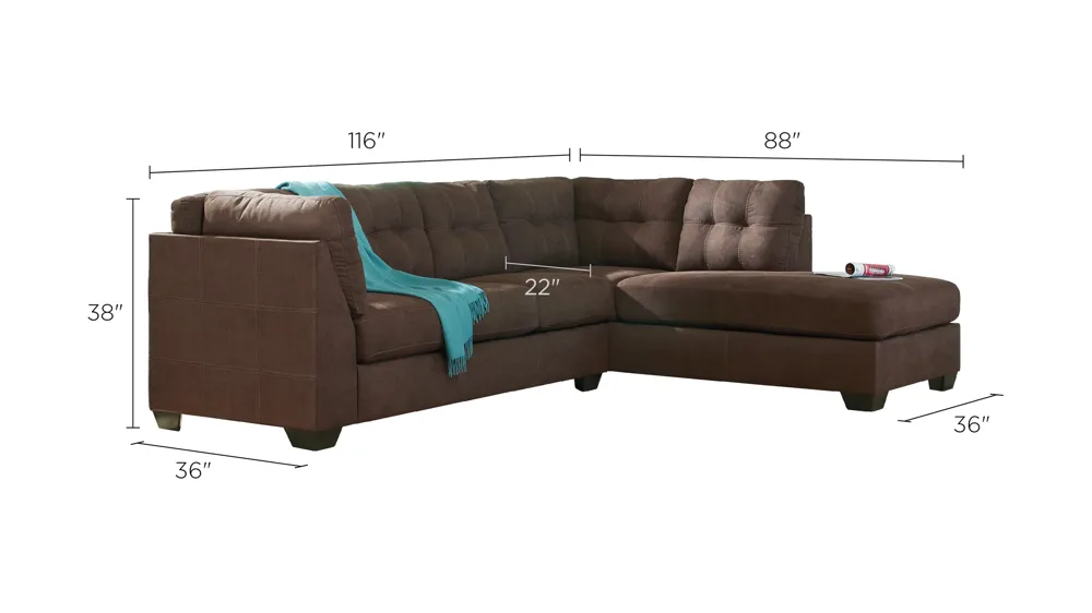 Desmond 2-pc. Sectional Sofa Dimensions