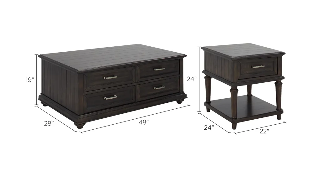 Larkin 3-pc Occasional Table Set Dimensions