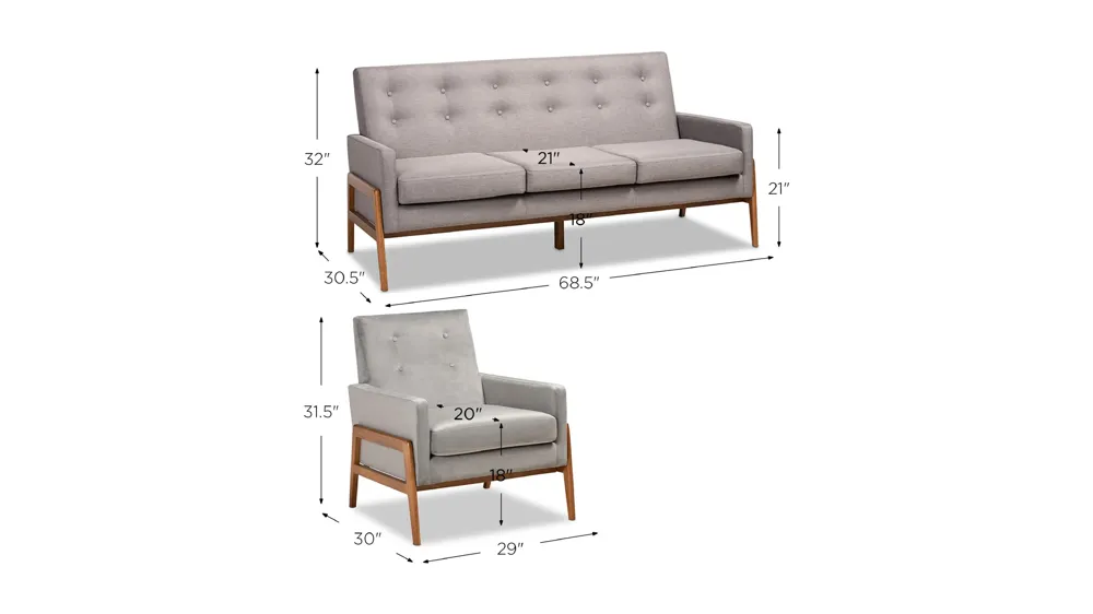 Perris 3-pc. Living Room Set Dimensions