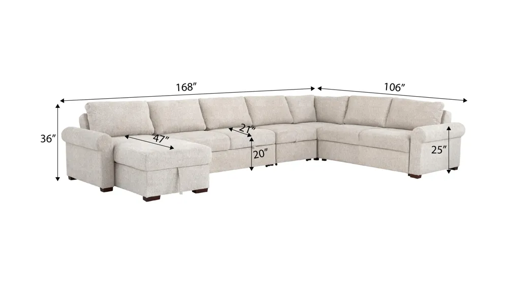 Juniper 6-pc. Sectional Dimensions