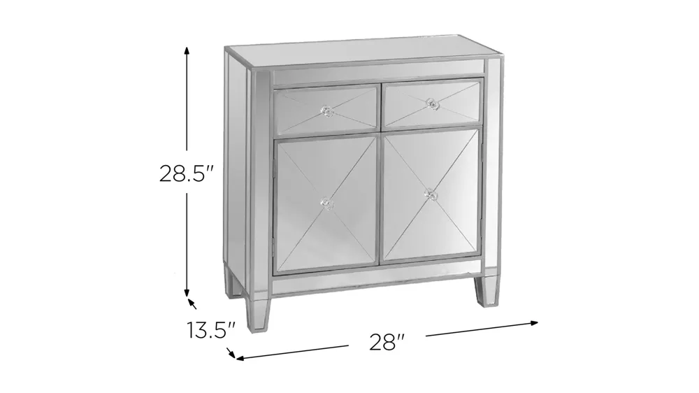 Halsey Mirrored Storage Cabinet Dimensions